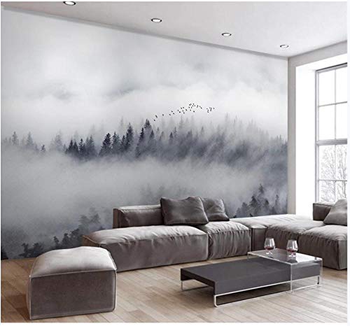 Papel Pintado Fotográfico 3D - Paisaje moderno Nubes Bosque Montañas Aves - No-trenzado papel pintado Salón Dormitorio Decoración murales decoración de paredes moderna 300 x 210 cm