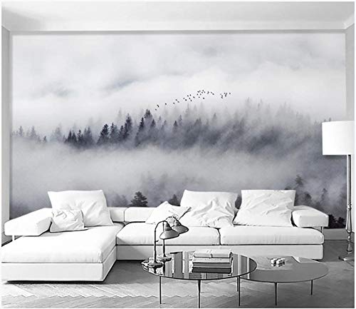 Papel Pintado Fotográfico 3D - Paisaje moderno Nubes Bosque Montañas Aves - No-trenzado papel pintado Salón Dormitorio Decoración murales decoración de paredes moderna 300 x 210 cm