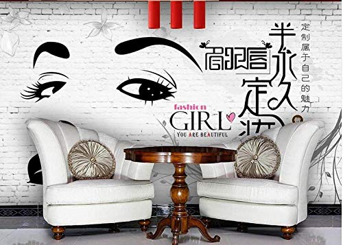 Papel Pintado Mural Pared De Ladrillo Tienda De Belleza Ceja Labio Semi Inicio Pintura Mural,Fondo Permanente Del Tatuaje Pared De La Pared Decoración Casera,250Cmx175Cm