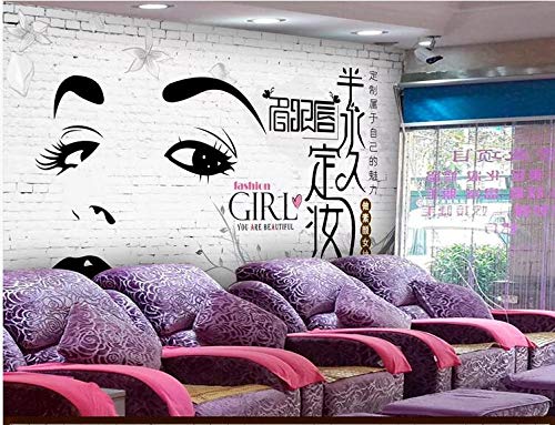 Papel Pintado Mural Pared De Ladrillo Tienda De Belleza Ceja Labio Semi Inicio Pintura Mural,Fondo Permanente Del Tatuaje Pared De La Pared Decoración Casera,250Cmx175Cm