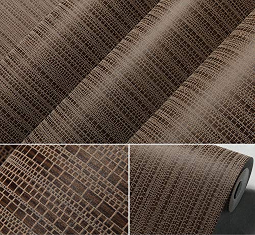 Papel Pintado No Tejido Moderno Simple - La imitación paja llanura,0.53x9.5m Marrón Oscuro para Dormitorio Salón Fondo De Tv De Pasillo De Habitación Infantil