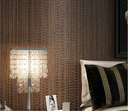Papel Pintado No Tejido Moderno Simple - La imitación paja llanura,0.53x9.5m Marrón Oscuro para Dormitorio Salón Fondo De Tv De Pasillo De Habitación Infantil