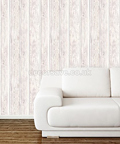 Papel pintado no tejido UGEPA miniatura de madera, blanco, J86807