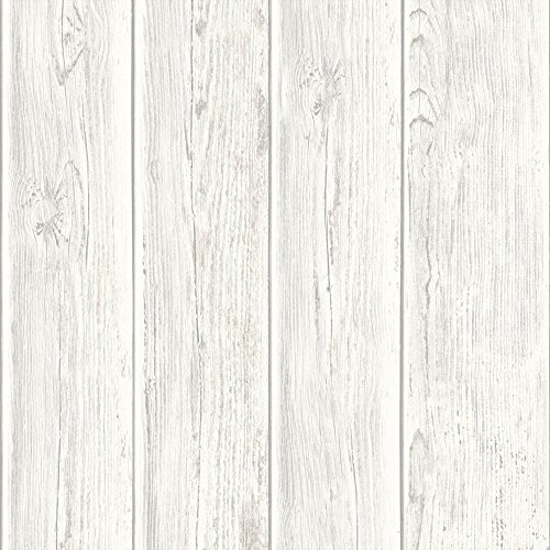 Papel pintado no tejido UGEPA miniatura de madera, blanco, J86807