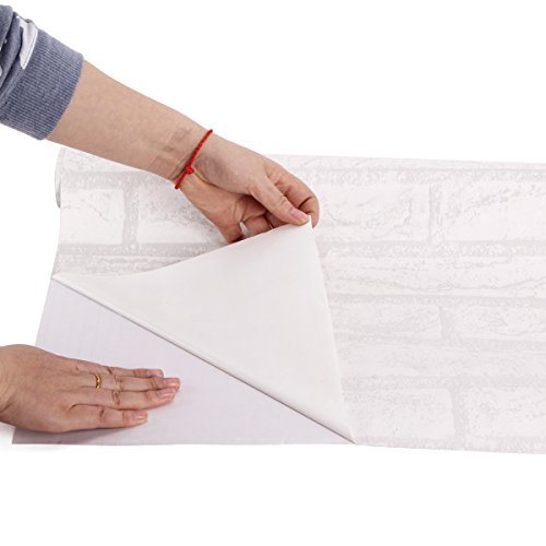 Papel Pintado Papel Pared Autoadhesivo Ladrillo Empapelado Pegatina Mural Paneles Decorativos Wallpaper Extraíble Impermeable Decoración para Hogar Cocina Salón Moderna TV Decor 0,45M*10M
