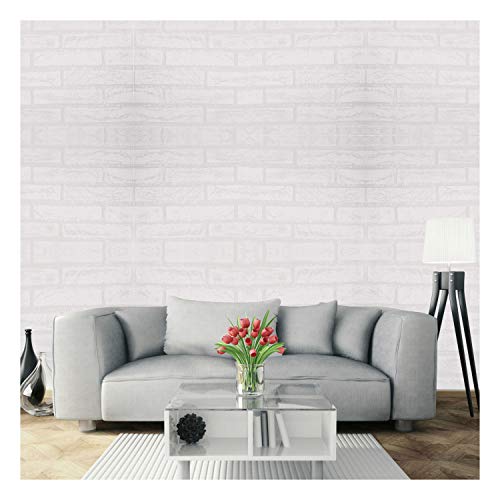 Papel Pintado Papel Pared Autoadhesivo Ladrillo Empapelado Pegatina Mural Paneles Decorativos Wallpaper Extraíble Impermeable Decoración para Hogar Cocina Salón Moderna TV Decor 0,45M*10M