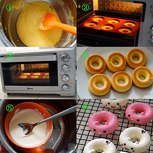 Paquete de 2 moldes de silicona para rosquillas, bandeja antiadherente para hornear Recipiente resistente al calor para bizcochos de bizcochos de pastelería Muffins (8 cavidades y 18 cavidades)