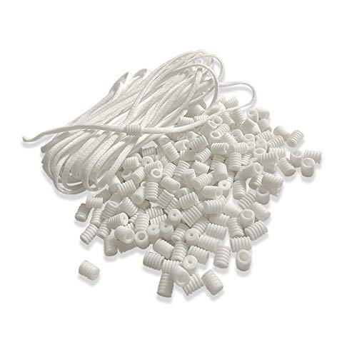 Paquete de 200 silicona para tope de cordón antideslizante para tiras elásticas, correa elástica suave de 10 metros de forma plana para cordón elástica oreja