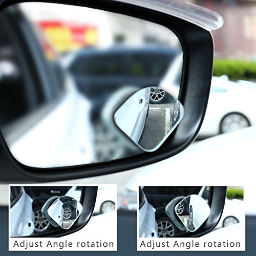 Paquete de 4 espejos para retrovisor, con rotación de 360º y oscilación ajustables, forma de abanico y forma redonda sin marco de 5 cm con cristal convexo de alta definición