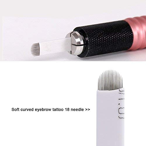 Paquete de 50 agujas para tatuaje de cejas curvadas Agujas para tatuaje con aguja Microblading de 18 agujas Cuchillas desechables para maquillaje permanente de cejas