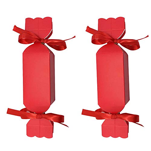 Paquete de 50 cajas de dulces de regalo de Navidad con cinta, pequeñas cajas de regalos de fiesta de Navidad Cajas de golosinas Caja de envoltura de regalos para dulces navideños