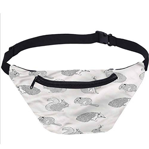 Paquete de Fanny gris, pájaros y patrones florales bolsa de cintura regalo para el intercambio de elefantes blancos, Navidad