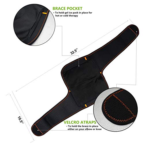 Paquete de frío de gel de hielo para rodilla para rodilla reutilizable con correa - Perfecto para cirugía de reemplazo, hinchazón, alivio del dolor articular, artritis y más - 7"x 8,5"