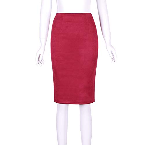 Paquete de Gamuza sólida de Invierno para Mujer Falda lápiz de Cadera Otoño Invierno Bodycon Femininas Verde L