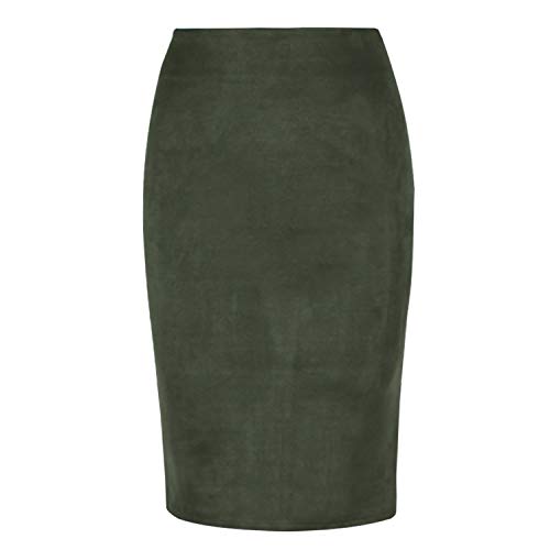 Paquete de Gamuza sólida de Invierno para Mujer Falda lápiz de Cadera Otoño Invierno Bodycon Femininas Verde L