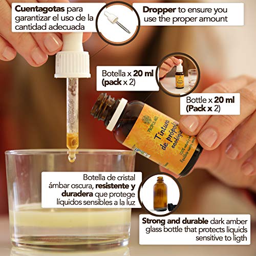 Paquete x 2 - Tintura madre de Propolis - 20 ml x botella - BIO. Favorece el bienestar de la garganta. 100% Natural. 15% peso/volumen.