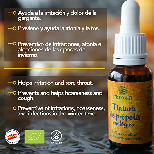 Paquete x 2 - Tintura madre de Propolis - 20 ml x botella - BIO. Favorece el bienestar de la garganta. 100% Natural. 15% peso/volumen.