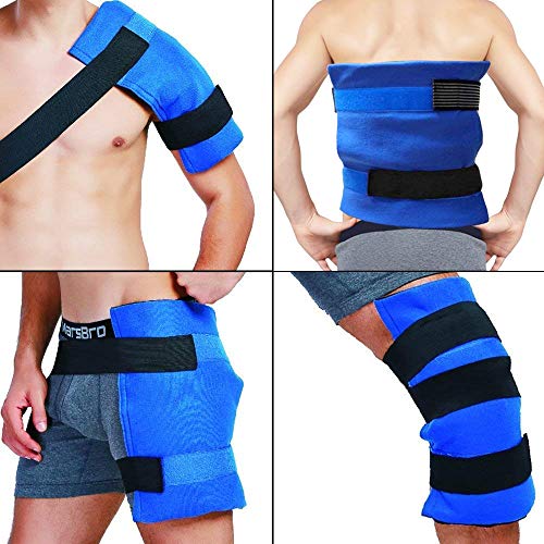 Paquete y envoltura de hielo en gel flexible grande terapia de frío - calor para cadera, hombro, codo, espalda, rodilla - Gran alivio para esguinces, dolor muscular, contusiones, lesiones - 11"x 14"