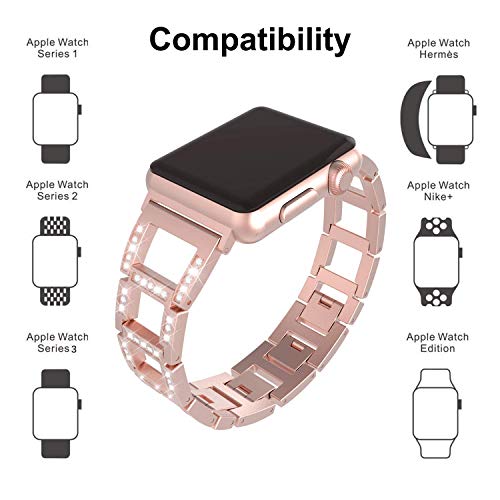para Correa Apple Watch 38mm 40mm para Mujer, Bandas para Iwatch Ajustables y Modernas de ITSHINY, Accesorios de Repuesto de Pulsera metálicas Deportivas para Iwatch Series 4 3 2 1 (38mm / 40mm Rosa)