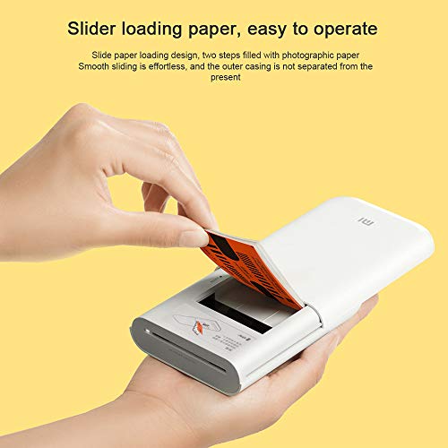 Para Xiaomi Mijia Impresora Portátil,Bluetooth 5.0,ZINK Tecnología Zero Ink Printing,300DPI Mini Bolsillo Fotográfico Portátil,con 20 Hojas 5x7,6cm ZINK Print Paste Paper,(Photo Printer+ 20 Paper)