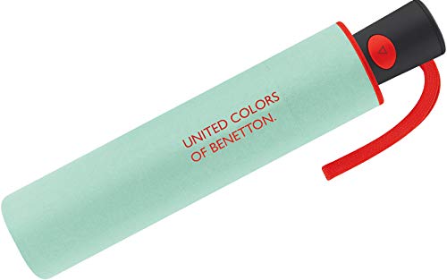 Paraguas Mini Mujer Automático United Colors of Benetton, Ocho Varillas, 95 cm de diámetro. (Verde Claro)