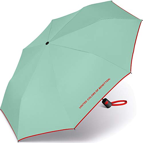 Paraguas Mini Mujer Automático United Colors of Benetton, Ocho Varillas, 95 cm de diámetro. (Verde Claro)