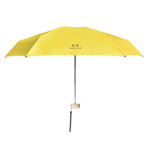 Paraguas Plegable de Viaje Compacto Ultraligero Mini Paraguas prueba de viento(95% De Resistencia UV/100% Impermeable)Doble-Uso Paraguas Del Sol Mujer Chica a su compañero íntimo (Amarillo)
