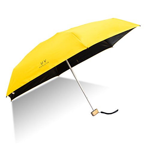 Paraguas Plegable de Viaje Compacto Ultraligero Mini Paraguas prueba de viento(95% De Resistencia UV/100% Impermeable)Doble-Uso Paraguas Del Sol Mujer Chica a su compañero íntimo (Amarillo)