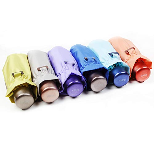 Paraguas Vogue micromini. Sólo Pesa 180 Gramos. Medida Cerrado 17 cm. Bonito y práctico. Protección Solar +50, antiviento y Acabado Teflón (Verde Claro)