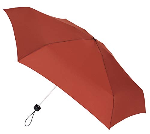 Paraguas Vogue presentado en un Bonito Estuche Tipo Clutch. Ideal para Regalar y Llevar de Viaje, al Gimnasio. Antiviento, con Acabado Teflón y protección Solar. (Rojo Caldera)