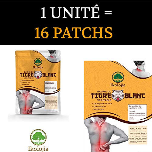 Parche de bálsamo de tigre blanco caliente (X16) | Antiinflamatorio, dolor de espalda, dolor de cuello, dolores musculares y articulares. Solía ​​en medicina china [parches térmicos | Tamaño 10X7cm]