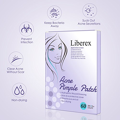 Parches Acne - Liberex 60pcs Parches Granos, Acné Hidrocoloide para Tratamiento de Espinilla, Φ12mm