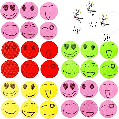 Parches antimosquitos ,completamente naturales, Pegatinas repelentes de Mosquitos Smiley Natural Repelente de Insectos Pegatinas para Uso Interior y Exterior para niños Adultos （120 tabletas）