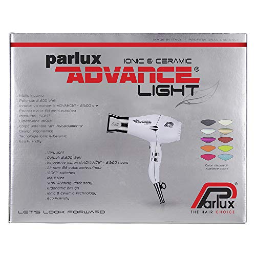 Parlux Advance Light - Secador de pelo ionico, Blanco
