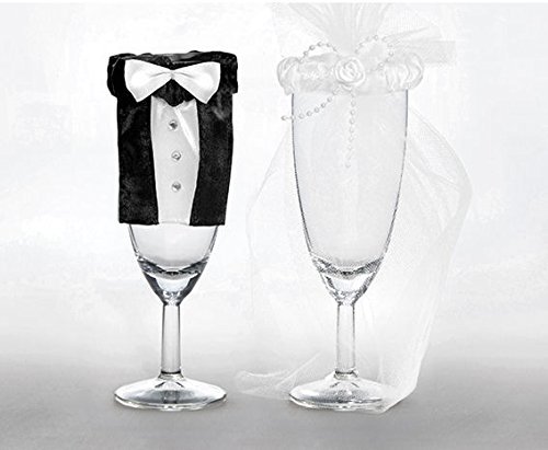 PartyDeco uk-karton – Juego de 2 piezas para cubrir las copas - Forma de vestidos de novios
