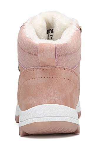 Pastaza Hombre Mujer Botas de Nieve Senderismo Impermeables Deportes Trekking Zapatos Invierno Forro Piel Sneakers Rosa,37EU