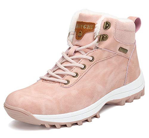 Pastaza Hombre Mujer Botas de Nieve Senderismo Impermeables Deportes Trekking Zapatos Invierno Forro Piel Sneakers Rosa,37EU