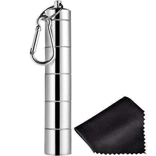 Pastillero Portátil de 5 Compartimientos Contenedor de Aluminio de Aleación de Medicinas Impermeable con Llavero y Paño Negro para Viaje Acampada al Aire Libre