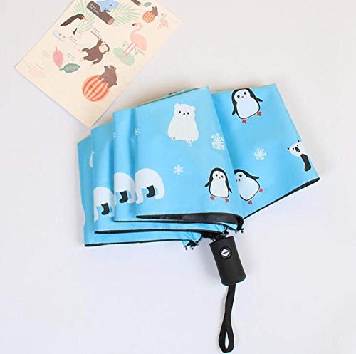 Pato A Prueba De Viento Paraguas De Mujer Paraguas Plegables Amarillos Femenino Lluvioso Parasol Soleado Paraguas Encantador De Animales-Azul (Automático)