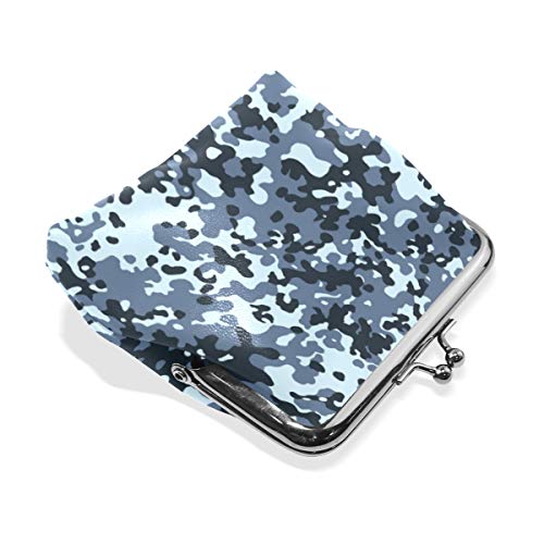 Patrón de camuflaje retro de cuero monedero con cierre de monedero para mujeres y niñas cambiar monedero cartera beso-bloqueo exquisito