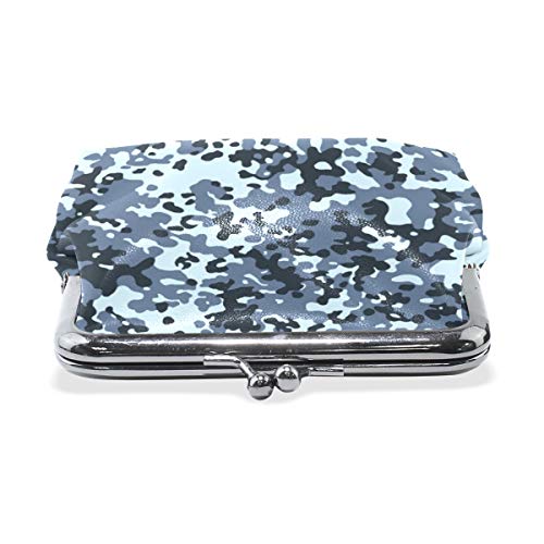 Patrón de camuflaje retro de cuero monedero con cierre de monedero para mujeres y niñas cambiar monedero cartera beso-bloqueo exquisito