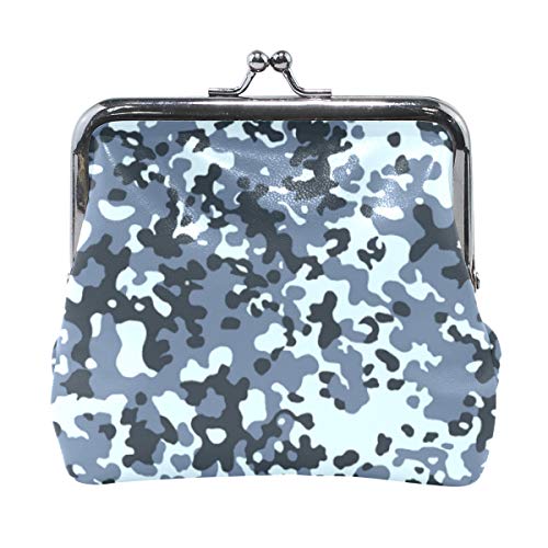 Patrón de camuflaje retro de cuero monedero con cierre de monedero para mujeres y niñas cambiar monedero cartera beso-bloqueo exquisito