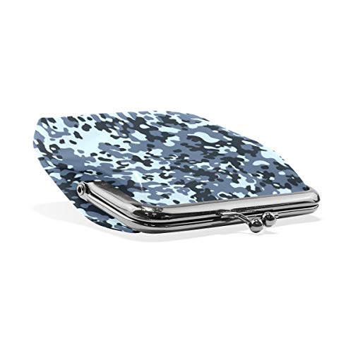 Patrón de camuflaje retro de cuero monedero con cierre de monedero para mujeres y niñas cambiar monedero cartera beso-bloqueo exquisito