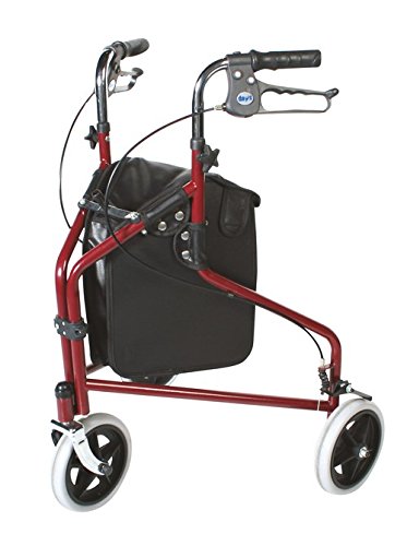 Patterson Medical - Andador con 3 ruedas y frenos bloqueables, color rojo