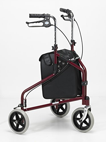 Patterson Medical - Andador con 3 ruedas y frenos bloqueables, color rojo