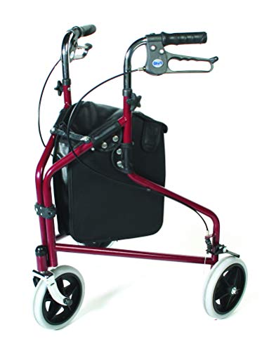 Patterson Medical - Andador con 3 ruedas y frenos bloqueables, color rojo