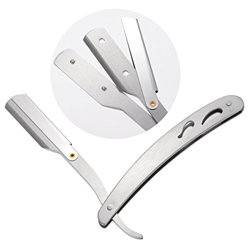 PChero 3-in-1 Barbero Herramientas Kit con Barba Peine Plantilla, Tijera y Navaja de Afeitar - La hoja no está incluida