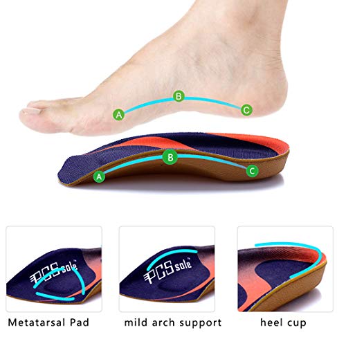 PCSsole 3/4 Plantillas Ortopédicas De Confort Para Pies Planos Espolones óseos Fascitis Plantar Para Hombres Y Mujeres S:(EU35-37)