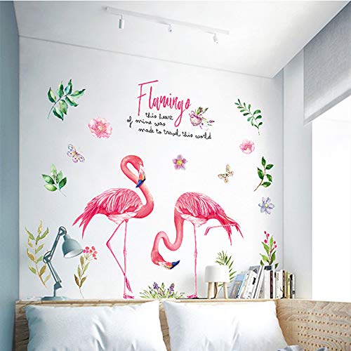 Pdrui Pegatinas De Pared, Flamenco y Selva Tropical Etiqueta De La Pared Como Decoración De Pared Para Dormitorio Infantil 150×130cm|Tatuajes De Pared Decorativos Para Cocina Ventana Pasillo