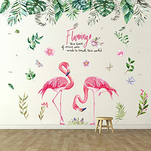 Pdrui Pegatinas De Pared, Flamenco y Selva Tropical Etiqueta De La Pared Como Decoración De Pared Para Dormitorio Infantil 150×130cm|Tatuajes De Pared Decorativos Para Cocina Ventana Pasillo